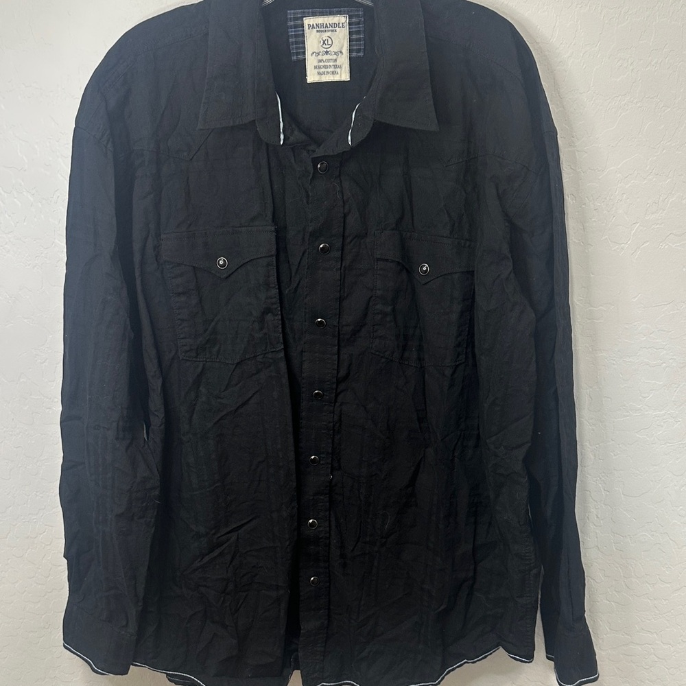Panhandle Slim black Mens XL‎ Roughstock 2 Pocket Snap Western 100% cotton rodeo